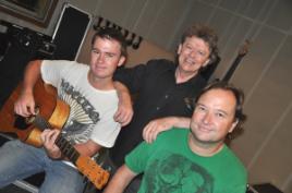 PhotoID:10433, Bachelor of Music student and talented guitarist Owen Van Larkins  with Charlie Macneil and Robert Brock