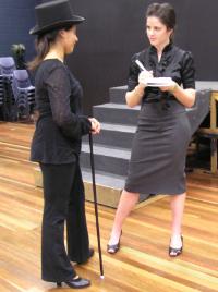 PhotoID:6192, CQUniversity graduate (now journalist) Amy Formosa interviews 'Sweet Charity' lead Jenna Saini