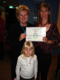 PhotoID:4516, Gitta Adams, winner of the David Falknau Memorial prize is presented with her prize by Robyn Falknau