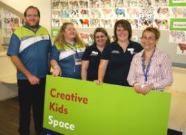 PhotoID:7161, Brendan Murphy, Constance May-Moore, Rebecca Lentell, Heather Baker and Gillian Busch in the Creative Kids Space