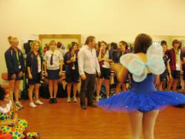 PhotoID:10886, School students had the chance to watch a rehearsal of the new 'Mighty Foods' musical production, during their visit to Mackay Campus