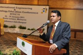 PhotoID:14683, CQUniversity's Arun Patil addresses the audience at the IETEC event in 2011. 