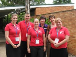 PhotoID:6865, L-R the welcoming party - Kirralee Stanton, Darren Hooklyn, Sonia Bridgeman, Maria Parlato, Jo Rosenblatt and Tania Gudenswager