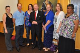 PhotoID:14311, Hon Michael Kirby meets students enrolled in CQUniversity's Laws degree