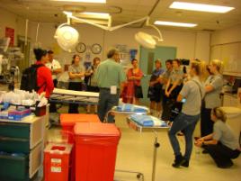 PhotoID:12875, The students gather for a hospital tour