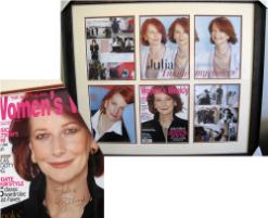 PhotoID:10326, A photo of the framed magazine cover and inside pages, with an inset showing the PM's signature