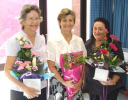 PhotoID:5664, Robyn Donovan (centre) with WIST administrators Marilyn Mcgregor, left, and Gail Foex