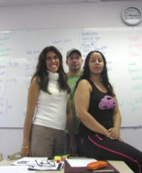 PhotoID:4676, Tutor Marcia Wenman (left) with Ronaldo Rodrigues and Lilian Santana