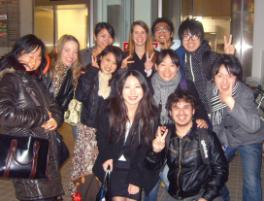 PhotoID:8526, Chris Dicker (front) with university friends in Japan.