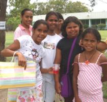 PhotoID:5026, Students from Cherbourg State School were happy to catch the bus at 6am in order to participate in the conference