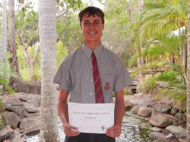 PhotoID:13770, Whitsunday Anglican School student Ryan Branch with his CQUniversity Award. 