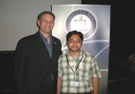 PhotoID:8321, CQUniversity Sydney rep Shakir Karim with Golden Key CEO John Mitchell