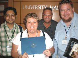 PhotoID:8306, Collecting their 'good standing' certificate were L-R Shakir Karim (Sydney Campus), Louise Hayes - President, Michael Law - Vice President (Rockhampton Campus) and Peter Carlsen (Bundaberg Campus)