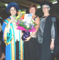 PhotoID:4186, PhD graduate Wendy Davis, with Karen Seary from STEPS and Maths Learning Centre lecturer Jinx Atherton.