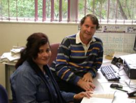 PhotoID:4464, Shamsa Syeda discusses her project with her supervisor Professor David Midmore of CQU's Centre for Plant and Water Science. 