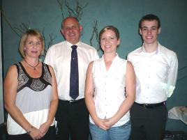 PhotoID:9031, Kyle Stein (right) with VC Scott Bowman and other students involved in the Gladstone forum. Bernice Robertson is left, Stacey Caldwell is second from right and Kristine Kennedy (not pictured) was also involved