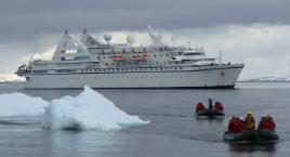 PhotoID:13935, Expedition ship and zodiacs for tourists (Photo credit: Suzanne Noakes)