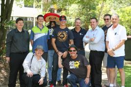 PhotoID:13709, CQUni team members pictured during the final sausage sizzle fundraiser