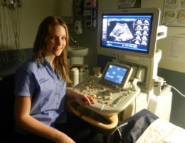 PhotoID:12932, Haylee Moran gets the chance to use cutting-edge Medical Sonography equipment