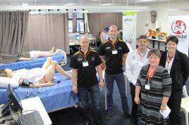 PhotoID:12895, Some of the Symposium participants L-R Jesse Spurr and Luke Wainwright from Redcliffe Hospital, Anthony Weber (CQUni), Assoc Prof Kerry Reid-Searl (CQUni) and Trish Luscombe representing Laerdal