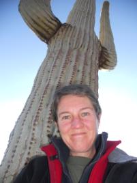 PhotoID:10176, Jenny with one of her beloved cacti, in the Sonoran desert outside Tucson Arizona