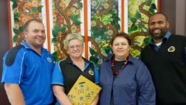 PhotoID:12579, L-R: Mr Jason Field, CQID General Manager, Ms Betty Lappin, Pro Vice-Chancellor (Indigenous Engagement) Professor Bronwyn Fredericks and Mr Daniel Yasso