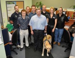 PhotoID:8567, Some of the ITD team members involved in the Service Improvement Program L-R Nathan White, Aaron Slater, Paul Traynor, Shaune Sinclair, Damian McMorrow, Owen Van Itallie, Cindy Van De Wetering, Troy Simpson