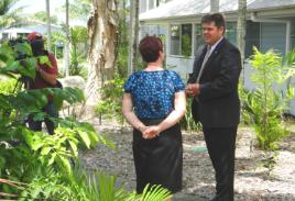 PhotoID:12006, Dr Caroline Perkins chats with Professor Pierre Viljoen at Mackay Campus