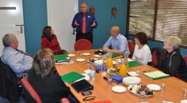 PhotoID:12621, Vice Chancellor Professor Scott Bowman addresses Opposition members at this week's Shadow Cabinet meeting