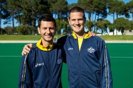 PhotoID:12656, Matt Gohdes (right) pictured with fellow Rockhampton hockey product Jamie Dwyer