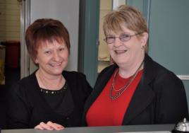 PhotoID:9354, Val Gribble with long-time friend Debbie Black who has also been at the University over 20 years.