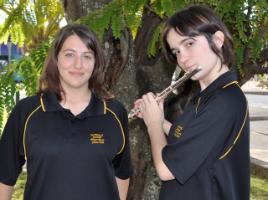 PhotoID:7499, Rikki De Voijs from Bundaberg (left) and Amy Curran from Yeppoon on break from rehearsals