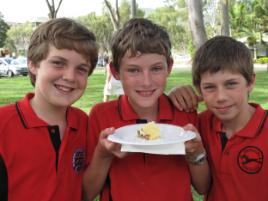 PhotoID:9686, Parkhurst State School students Dylan Hall, Daniel Simpson and Joshua Goodsall enjoyed the CQUniversity's hospitality during the outreach program.