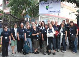 PhotoID:11744, Caryl Turpin third from left and Cathy Pert second from left among the CQUni contingent in Nepal