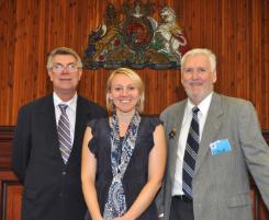 PhotoID:12427, Promoting the CQUni Law degree were Assoc Prof Robert Fisher, Anna Farmer and Wayne Jones