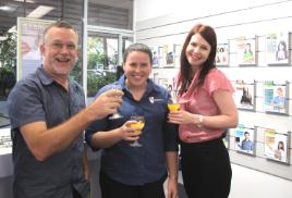 PhotoID:11919, L-R Jeffrey Lewis, Sherrie Lee and Kaye Ahern at the campus reception launch