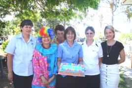 PhotoID:7809, Project officer Roxanne Machen (right) with Blue Care Gracemere Gardens staff Gloria Maker, Donna Smalley, Sheena Arnold, Teresa Anderson and Judy Gabel