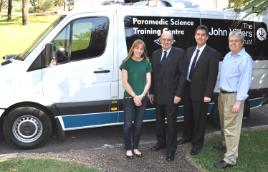 PhotoID:14841, L-R Lisa Hurring from Paramedic Science, Darvell Hutchinson AM and Marcus Langford from The John Villiers Trust and Professor Brian Maguire from Paramedic Science