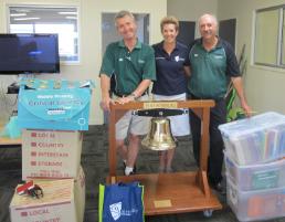 PhotoID:13982, Professor Helen Huntly with School Principal Doug Ambrose (right) and Librarian Paul MacMillan