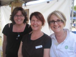 PhotoID:13170, Learning Management student Corinne Deering with CQUni Education lecturers Angelina Ambrosetti and Dr Sue Davis at the Biosphere Festival