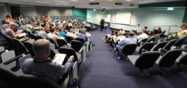 PhotoID:13327, VC Prof Scott Bowman welcomes delegates assembled for the AHEEF event on Rockhampton Campus this week