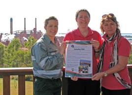 PhotoID:11111, Tamsen Clifford-Banks (centre) discusses the annual scholarship with QAL representative Courtney Brown (left) and Marg Manion from CQUniversity's Office of Development and Graduate Relations