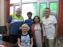 PhotoID:13220, Centre manager Poonam Sharma (red scarf) and tour guide Tariq Aziz with Darryl Stewart, Fae Martin and Roger March