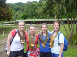 PhotoID:12042, Prue (left) and Lauren (right) with friends made during their trip to Fiji 