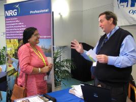 PhotoID:8604, Bela Das from India's DMNS College chats with Gladstone Power Station GM Glenn Schumacher