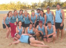 PhotoID:7504, Our Rocky team enjoys the beach venue for the Games