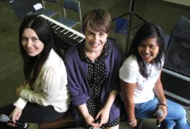 PhotoID:12459, Featured vocalist Hayley Cox with students Elissa Finn and Niken Tajudin
