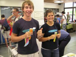 PhotoID:6856, On the student life stall were James McIntyre and Caitlin Cribb. 