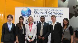 PhotoID:12279, Assoc Prof Alison Owens (third from left) with 'Gen Y' business leaders of the future. Dishala is far right and Priyantha is third from right. 