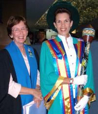 PhotoID:4151, Nita Cunningham with Dr Helen Huntly and the University Mace